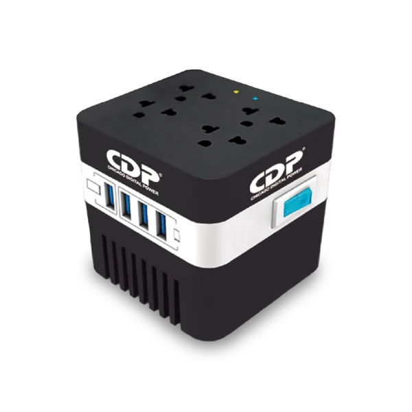 Regulador de Voltaje CDP 600VA con 4 Tomas y 4 Puertos USB