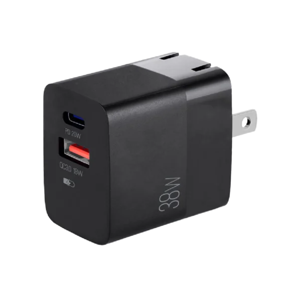 Cargador de Pared Dual Ultra Rápido de 38W con Puertos Tipo-C y USB